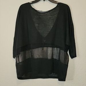 UNIQ Sheer Rayon Black, Back V, Top Size S/M NWT